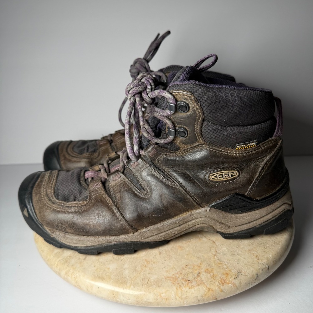 Keen Targhee III Waterproof Hiking Boots 9.5 Womens Brown Leather Purple